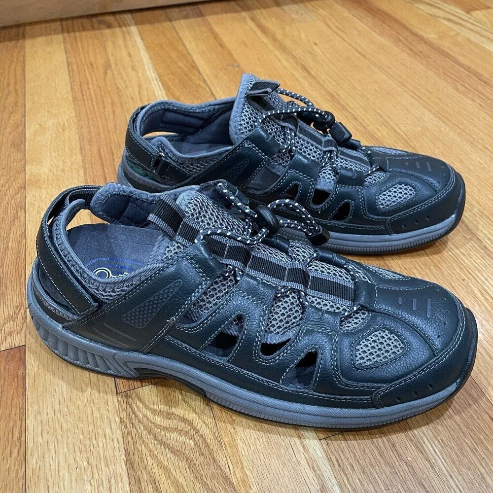 ORTHOFEET Mens Comfort Heel Strap Leather Fisherman Sandals Shoes Size 9.5 D EUC